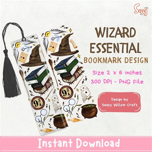 Wizard School Bookmark PNG, Printable Wizard Bookmark | COMMERCIAL LICENSE - Etsy