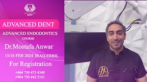 Advanced Endodontic Course With Dr. Mostafa Anwar Registration is open now only for 25 seats. Now you can register for unique spicy course! 🤩 In Erbil City🚦 This course is uniquely designed for your daily clinical practice, in this course you will take all the fundamentals on Endodontics. You will take the topics from A-Z and you will have full practical sessions for two days. Workshops & Hands on: 1. Gutta-Percha removal using rotary instruments. 2. MTA perforation repair. 3. Separated file r