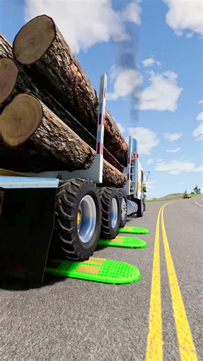 logs and shipping trucks vs Speed Bumps #short #beamng #beamngdrive #trucksvs