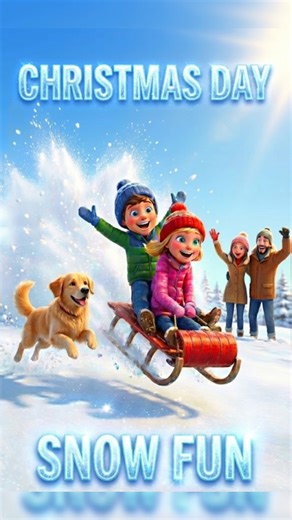 🎄 Christmas Day Snow Fun! ❄️ Sledding, snowball and Snowmen ☃️ #Shorts