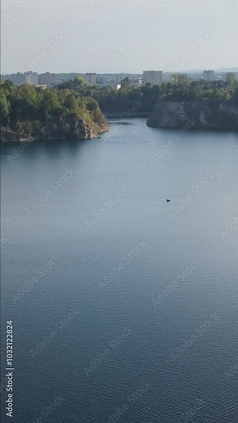 old quarry with the clean water and swimming pools for recreation in Krakow, Poland