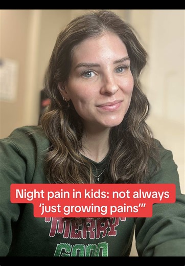 Night pain can be part of typical growing pains… but it can also be a sign that something more is going on. Both legs, better with massage, and gone by morning? Usually more reassuring. One-sided pain, swelling, limp, or fever? That’s a red flag, not “just growing pains.” Always okay to get your kid checked. #sportsmedicine #pediatrics #youthsports #legpain #growingpains