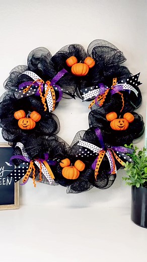DIY Disney Mickey Halloween Wreath with Dollar Tree Supplies