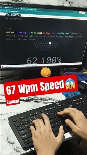 Typing speed test of student ASMR surprised 😲 speed 67 wpm #typing #monkeytype #shorts #rrb #ssc