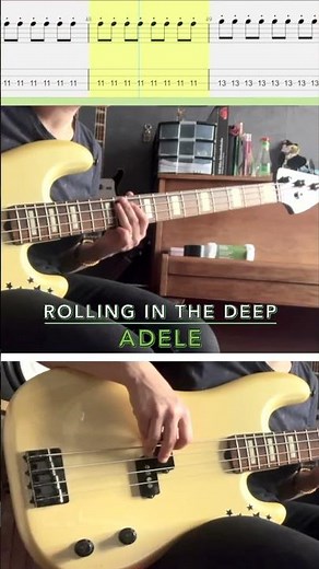 Adele - Rolling in the deep (prechorus 2) #bass #basstab #tabshorts #bassist #sheetmusic #adele