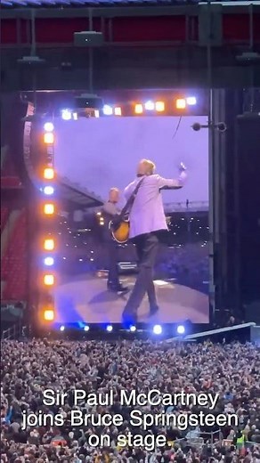 Sir Paul McCartney joins Bruce Springsteen on stage #liverpool #anfield