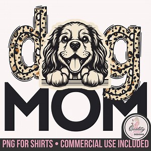 American Cocker spaniel chien maman PNG, téléchargement par sublimation numérique, conception de la fête des mères, clipart imprimé léopard, impression à la demande usage Commercial - Etsy France