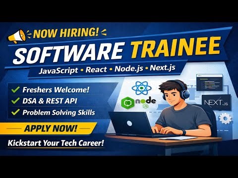 Opening: Software Trainee | JavaScript, React, Node.js, Next.js | Freshers Welcome