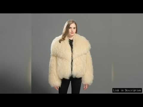 Jaxmonoy Women's Real Mongolian Sheep Fur Coat Winter Thick Warm Fluffy Fur Jacket Lady Big Turn-Do