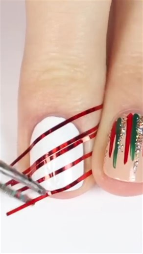 Candy Cane Stripe Nail Art 🎄 #nailart #christmasnails | cutepolish