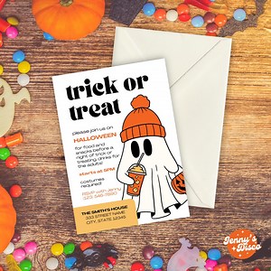 Trick or Treat Halloween Party Invitation | Easy DIY Canva Template (digital Download) - Etsy