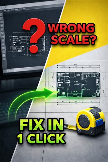 Vizign Studio on Instagram: "Day 20/30 How to Resize Imported CAD Files in SketchUp Correctly ✅ When importing AutoCAD (.dwg) files into SketchUp, unit mismatch (mm vs inches) often messes up the scale. Here is the professional way to fix it instantly without doing math! 🧮 Step-by-Step Guide : 1. Import your CAD plan. 2. Press 'T' to activate the Tape Measure Tool. 3. Click on two points of a known distance (like a door width or wall thickness). 4. Do not click anything else—just TYPE the actua