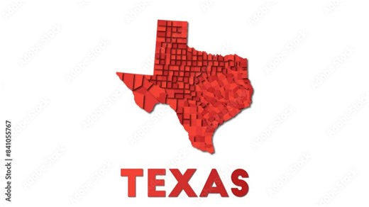 Texas map showing regions. Animated US state map with title. 4K resolution animation. Stock Video