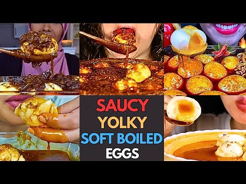🌶️🥚💥 ASMR SOFT BOILED EGGS! SAUCY BOILED EGGS MUKBANG | MUKBANG COMPILATION🌶️🥚🔊