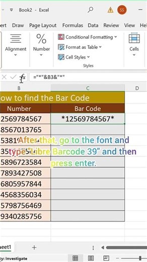 How to Create Barcode in Excel (Super Easy)👩🏻‍💻. Try with your self ✨😉.