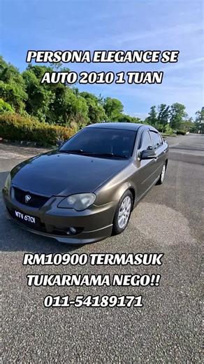 As salam.. persona elegance auto spec SE untuk dijual.. kereta 1 owner sejak 2010.. enjin gear tip.top.. jalan jauh lulus cermelang.. aircond sangat sejuk.. barang bawah masih mantap.. body cat masih cantik.. seat kulit.. ade 2 airbag.. ade disc belakang depan.. dashbox cantik xpecah.. auto cruise berfungsi dengan baik.. ade android player soundstream boleh android auto.. reverse kamera ada.. tayar masih tebal.. puspakom dah tempah.. tukonama e auto saja xpayah g jpj.. harga rm10900 boleh mintok