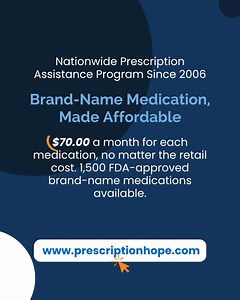 Need help affording your brand-name medication? Prescription Hope provides access to over 1,500 FDA-approved medications for just $70/month per medication—no hidden fees, no coupons, no insurance required. We handle everything so you can focus on your health. Visit prescriptionhope.com to learn more. | Prescription Hope