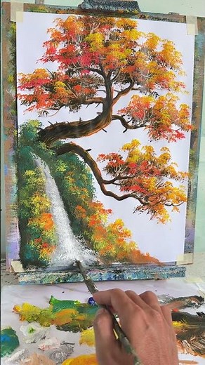 #004 - Easy Waterfall Painting | Relaxing Acrylic Art | Pure Natural Art