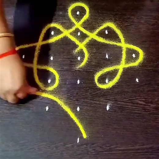 easy 1 minute kambi Kolangal #kambikolams #simplemelikalamugguluwithdots #6dotsmelikalamuggulu