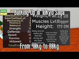 TOKYO SAGA - BULKING UP FROM 40KG TO 80KG - ROBLOX