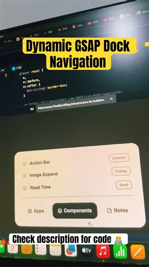 Dynamic GSAP Dock Navigation #htmlcss #gsap #shorts