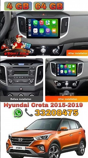 Hyundai Creta 2015-2019 Android Stereo Upgrade Replaced Screen Bright King Car Accessories #shorts