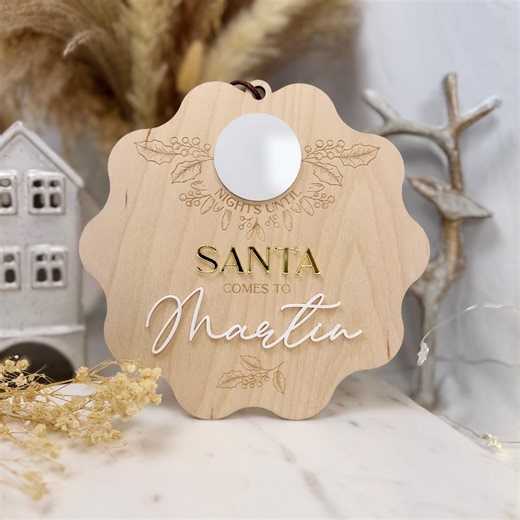 Personalized Christmas Countdown Sign – Custom Name Sleeps Until Santa, Wooden Holiday Decor, Reusable Advent Calendar - Etsy