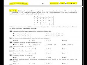 Examen QCM 2018-2019_EXERCICE 2_ Recherche opérationnelle S5 ; Prof : HACHIMI , ;Fsjes Agadir; RO