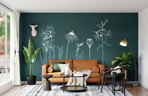Hand-drawn Vinyl Flower Wall Decals: Large Floral Stickers, Easy Install - Etsy