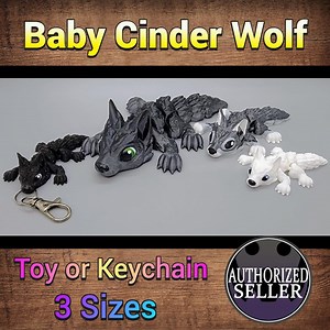 Custom Color 3D Printed Baby Wolf: Articulated Fidget Toy or Keychain - Etsy