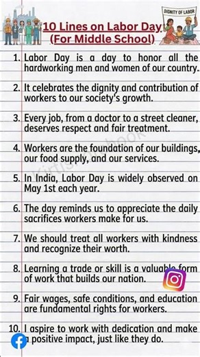 Labor Day| 10 Lines on labor day in English| #kirtisnotebook #laborday