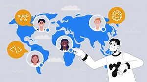 Global software development and jobs outsourcing 2D animation concept