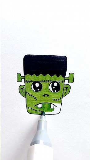 🎃 Frankenstein Drawing for Kids 💚 | Easy Halloween Drawing Tutorial 🎨👻 | Step-by-Step Art