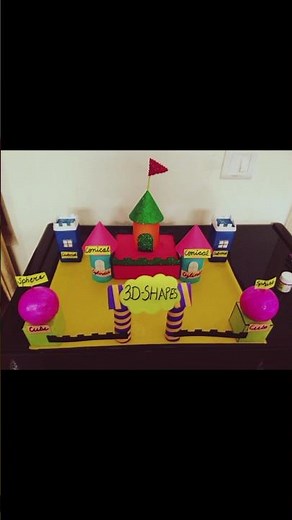 3D Shapes house model #ytshorts #shortvideo #schoolproject #diy #maths #creative #school #home #art