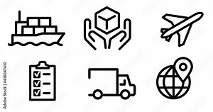 Logistics, supply, delivery, transportation icon set. Animation, cartoon, illustration, clip art, vector.