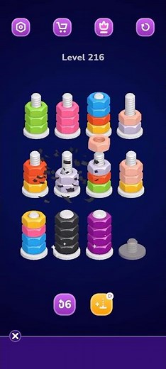 Nut Sort Level 216 Walkthrough | Nuts — Color Sort 216 solution