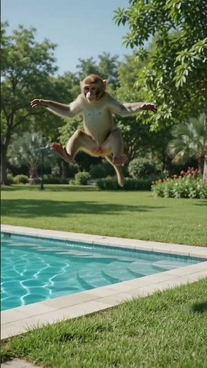🐵 Monkey Goes Crazy in the Pool! 😂 Funniest Cartoon Monkey Ever!