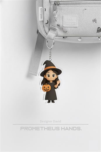 Custom Halloween Acrylic Keychain: Personalized AI Cartoon Portrait - Etsy