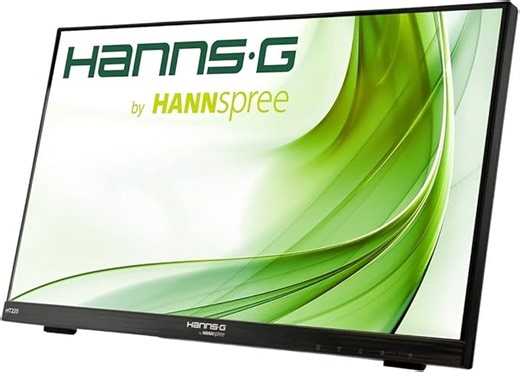 HANNspree HT225HPB 54,6cm (21,5") Multitouch-Monitor Full-HD 250cd VGA HDMI DP Lautsprecher USB VESA Neigbar, Schwarz