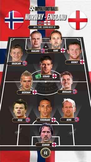🇳🇴🏴󠁧󠁢󠁥󠁮󠁧󠁿 NORWAY vs ENGLAND – All-Time COMBINED XI 👑🔥 #shorts #norway #england #combinedxi