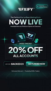 📢 TradingView, Powered by Alchemy Markets, is now available as a platform option at FXIFY in all countries. ⠀ Trade your FXIFY accounts directly on TradingView.com. Log in, chart, trade & get funded — all in one place. ⠀ Grab our Limited-Time Sale - 20% OFF all account with code 'BACKED20' | FXIFY.com