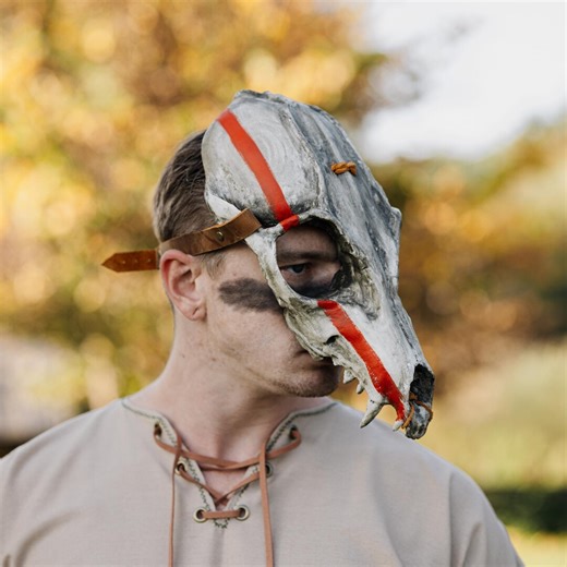 Wolf Skull Mask, Celtic Bone Skull Helmet, Fancy Viking Mask, Renaissance Fair Mask, Horror, Skeleton, Wendigo, Gothic Mask for Cosplay - Etsy