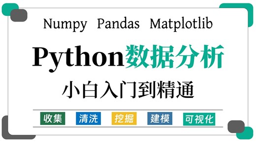 Python数据分析——Numpy、Pandas、Matplotlib全套教程，零基础入门到精通，逼自己30天成为数据分析师！