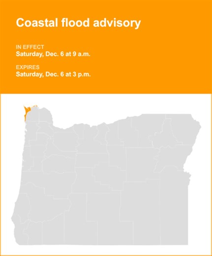 Coastal flood advisory issued for Clatsop County Coast for Saturday