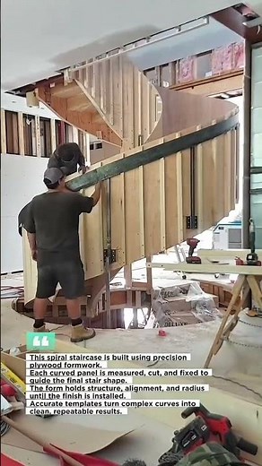 Building a Perfect Spiral Staircase with Plywood Forms #Construction #Carpentry #Stairs