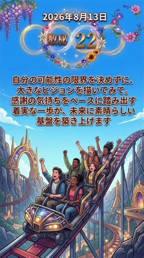 2026年8月13日「大きな夢を現実のカタチに！」マスターナンバー22の特別メッセージ