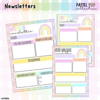 Classroom Newsletters: Pastel Pop Designs - Editable Canva Templates
