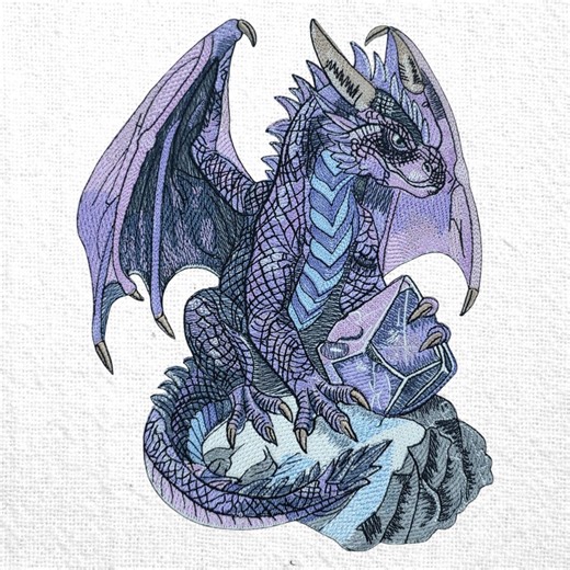 Purple Crystal Dragon Machine Embroidery Design Dragon Securing Gemstone Embroidery Pattern Fantasy Magic Dragon Embroidery Instant Download - Etsy