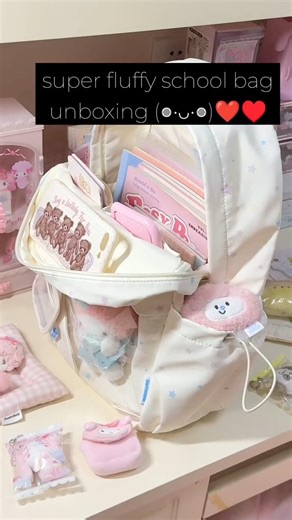 White & Pink School Bag Unboxing 🎒💗 Cute Aesthetic Backpack #shorts#unboxing#backpack