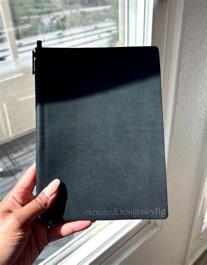 Personalized Black Softcover Leather Journal and Pen Set, Custom Name Notebook, A5 Size